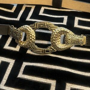 Chico's Gold-Tone Sculpted Geometric Buckle Belt